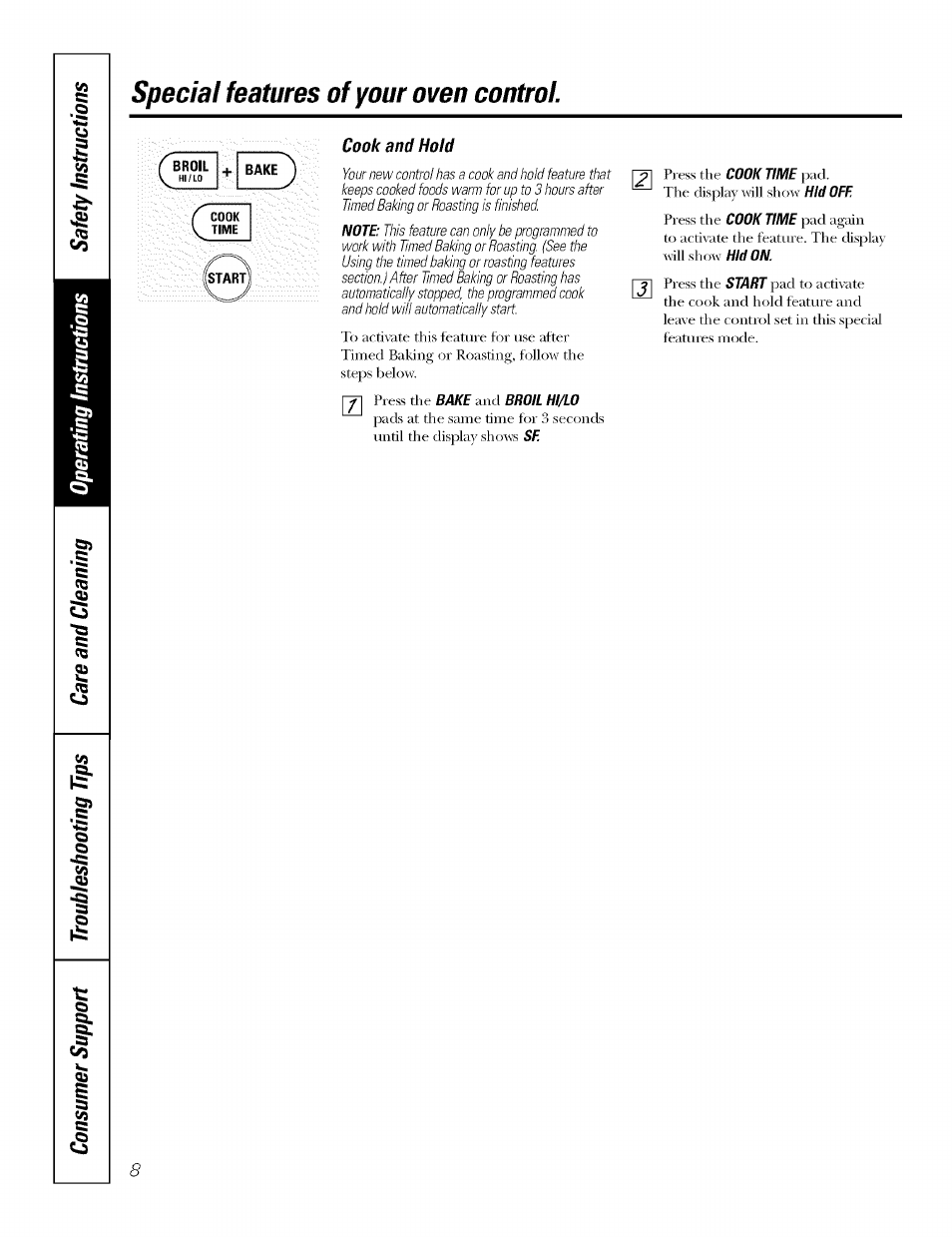 Special features of your oven control | GE J7912-30" User Manual | Page 8 / 32