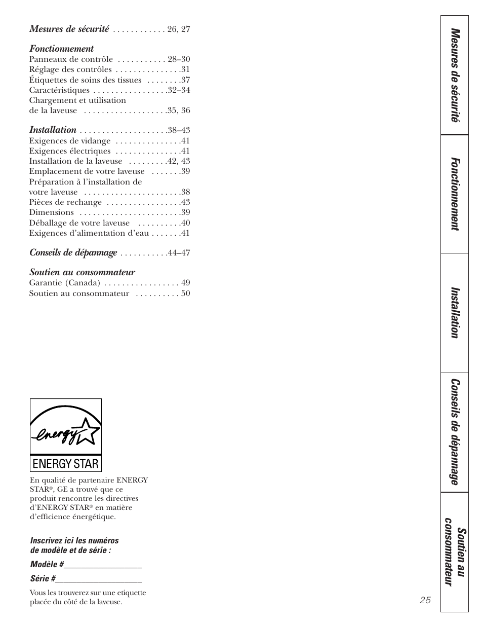 Français, Fonctionnement, Soutien au consommateur | GE GBVH5140 User Manual | Page 25 / 76