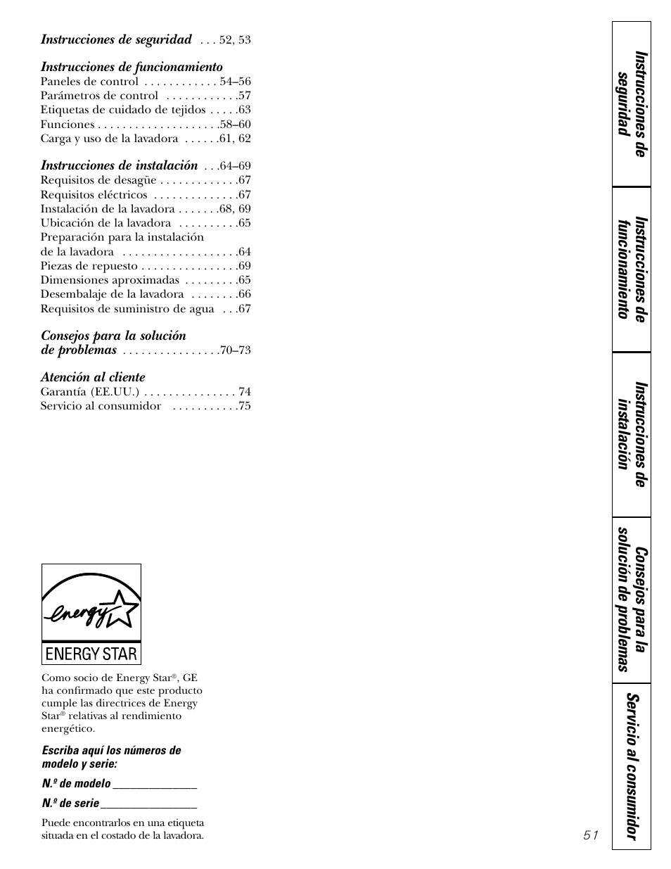 Español, Instrucciones de funcionamiento, Atención al cliente | GE GBVH5140 User Manual | Page 51 / 76