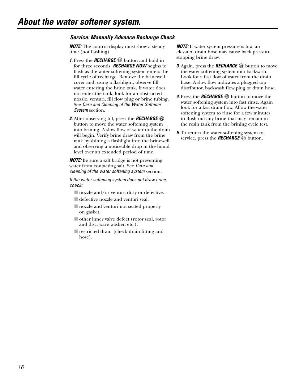 About the water softener system | GE GXSF31E User Manual | Page 16 / 60