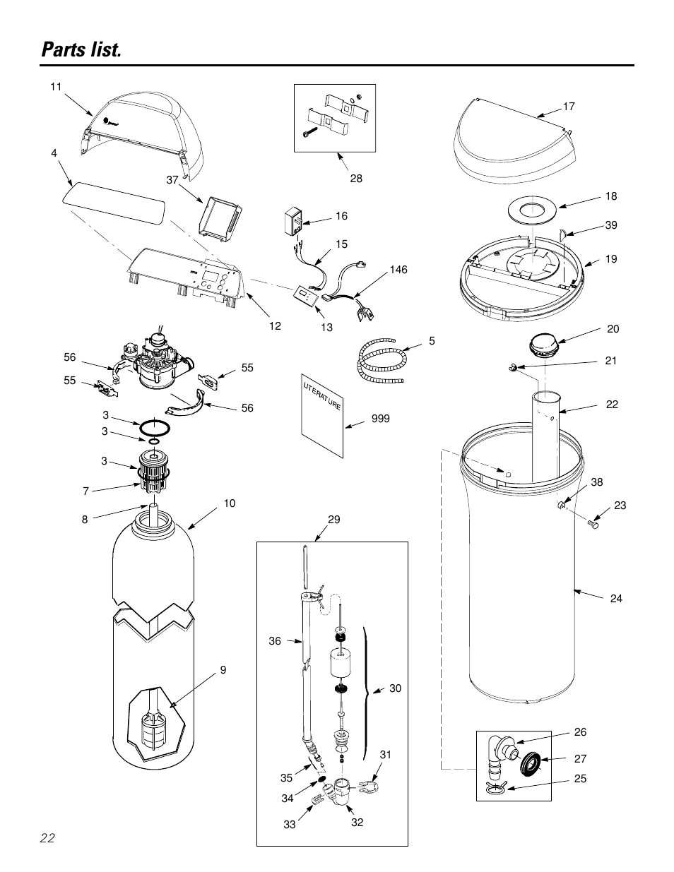 Parts list/catalog, Parts list/catalog –25, Parts list | GE GXSF31E User Manual | Page 22 / 60