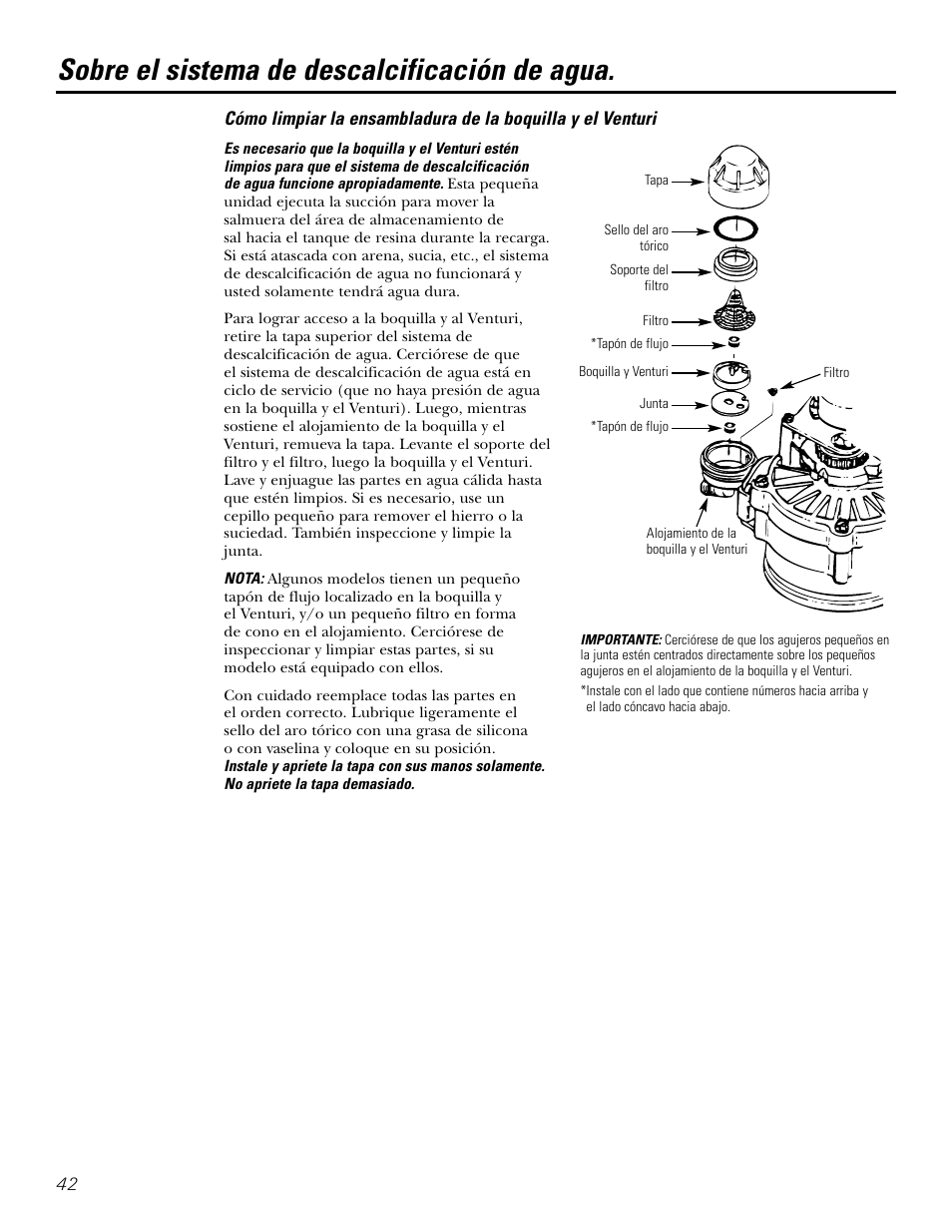 Sobre el sistema de descalcificación de agua | GE GXSF31E User Manual | Page 42 / 60