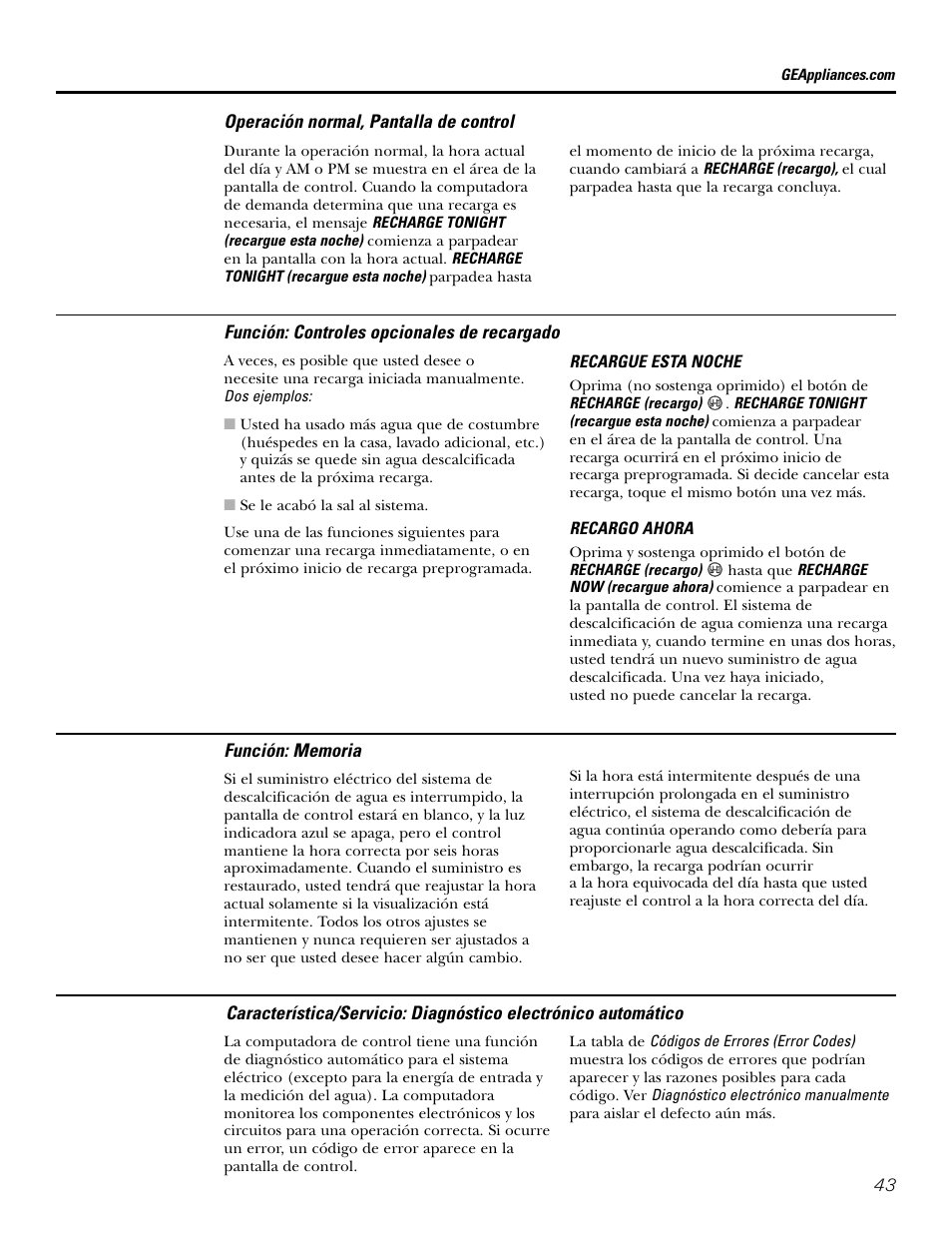 Funciones | GE GXSF31E User Manual | Page 43 / 60