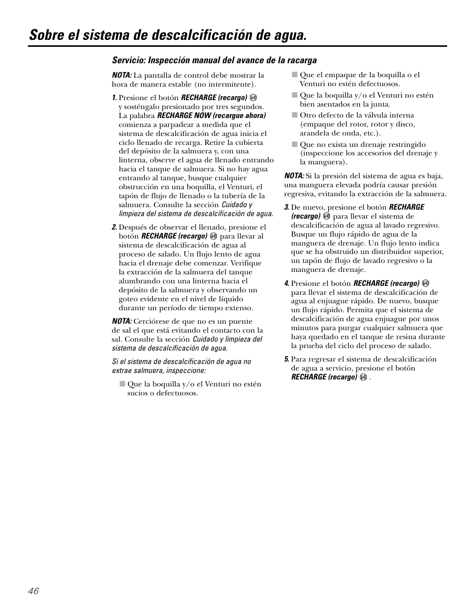 Sobre el sistema de descalcificación de agua | GE GXSF31E User Manual | Page 46 / 60