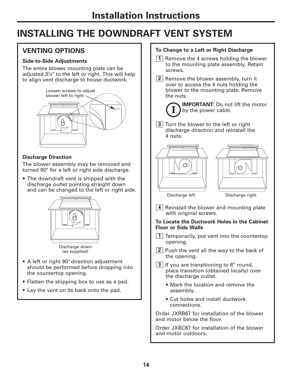 Venting options | GE JVB37 User Manual | Page 14 / 40