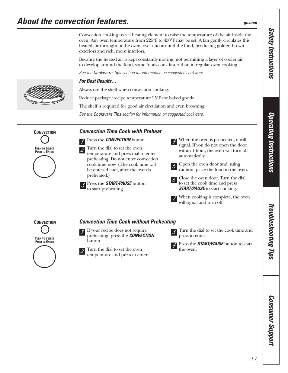 About the convection features | GE MFL38211602 User Manual | Page 17 / 32