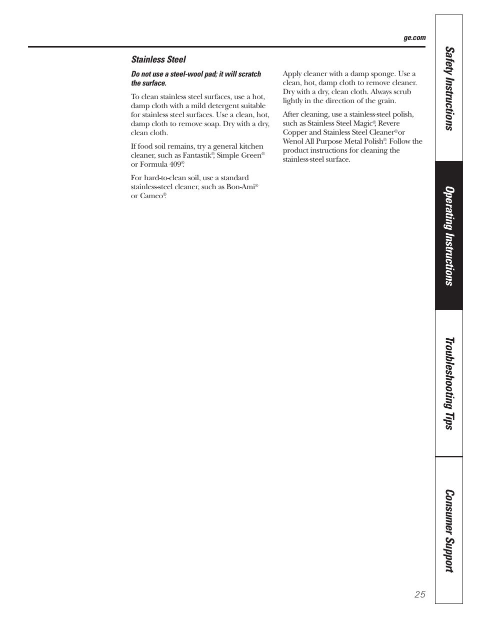 Stainless steel | GE MFL38211602 User Manual | Page 25 / 32