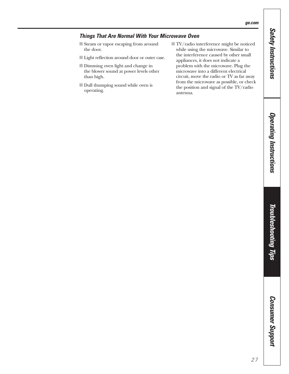 Things that are normal with your microwave oven | GE MFL38211602 User Manual | Page 27 / 32