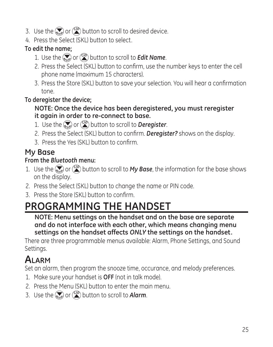 Programming the handset | GE DECT6.0 28128 User Manual | Page 25 / 66