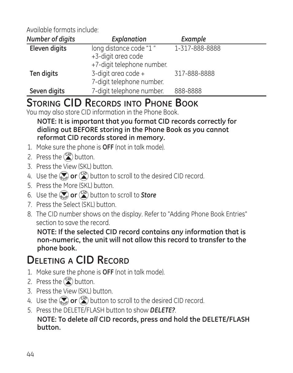 Cid r | GE DECT6.0 28128 User Manual | Page 44 / 66