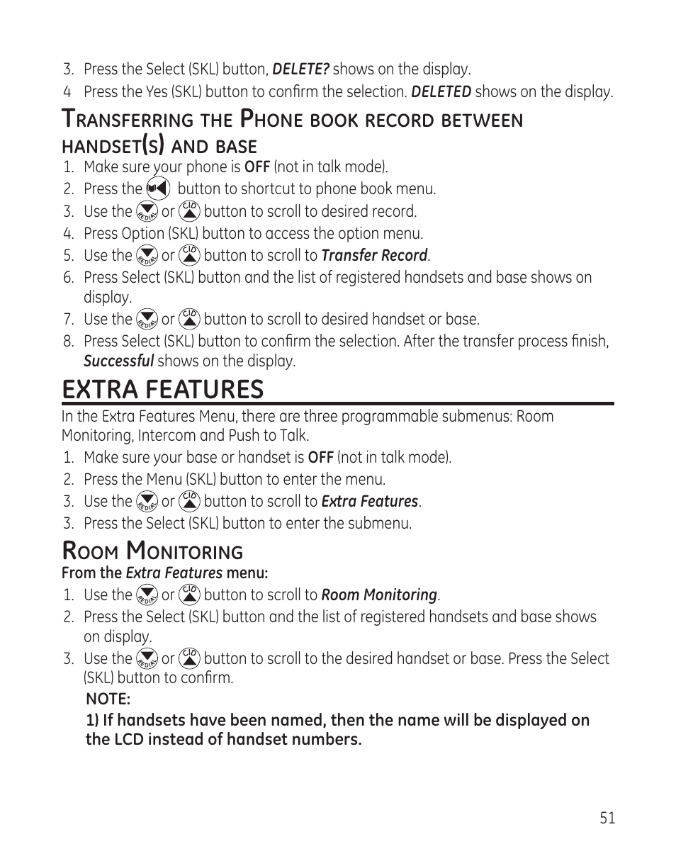 Extra features | GE DECT6.0 28128 User Manual | Page 51 / 66