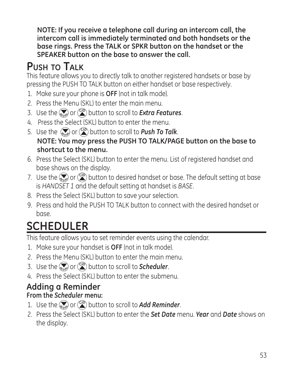Scheduler | GE DECT6.0 28128 User Manual | Page 53 / 66