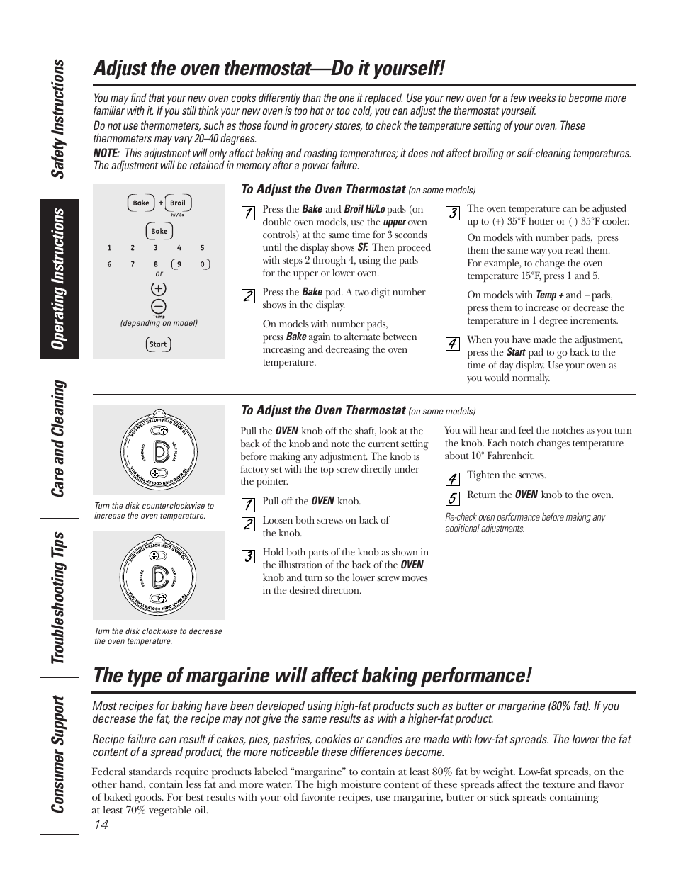 Thermostat, Adjust the oven thermostat—do it yourself | GE JKP7027 User Manual | Page 14 / 64