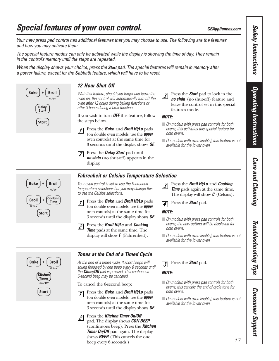 Special features, Special features –19, Special features of your oven control | GE JKP7027 User Manual | Page 17 / 64