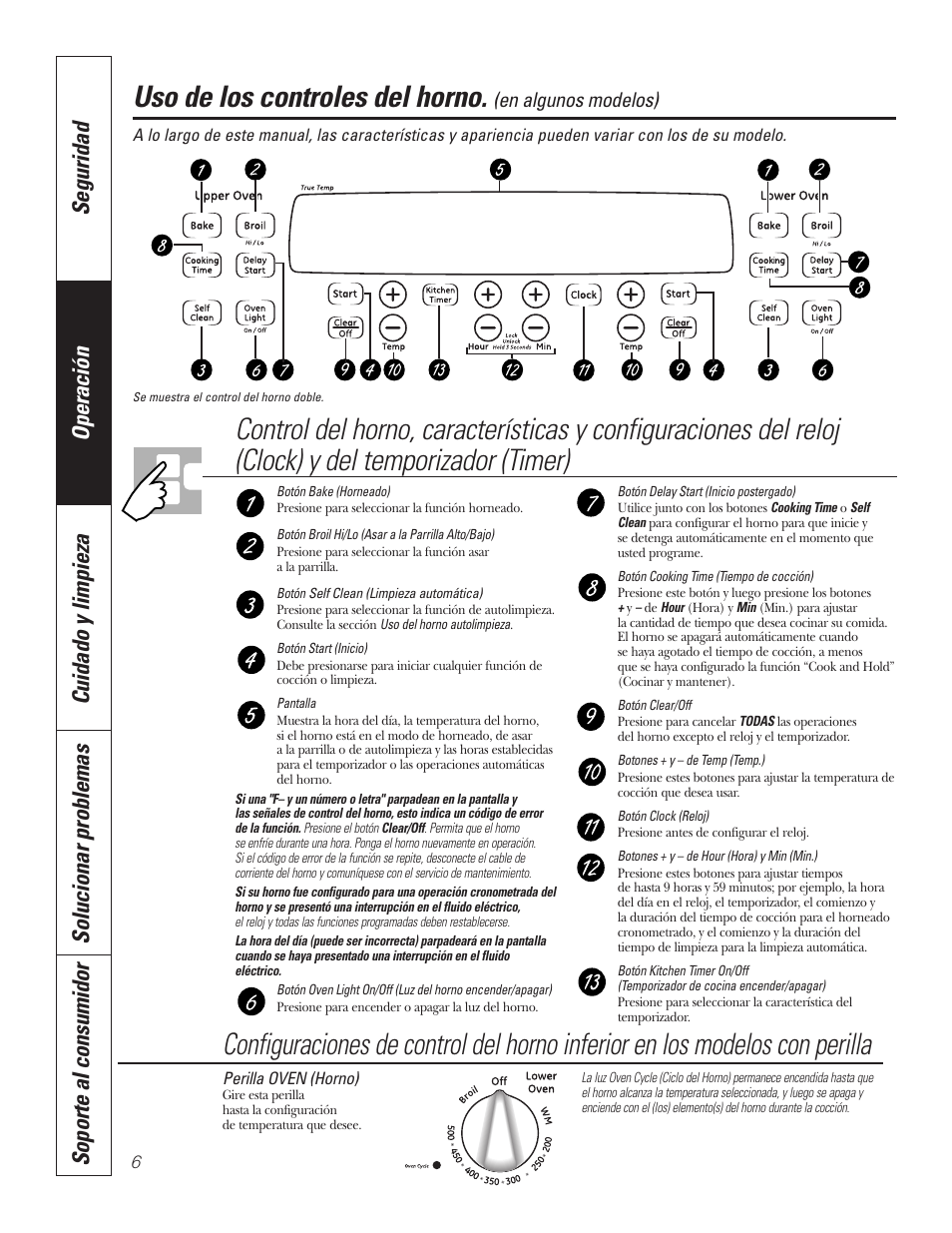Uso de los controles del horno | GE JKP7027 User Manual | Page 38 / 64