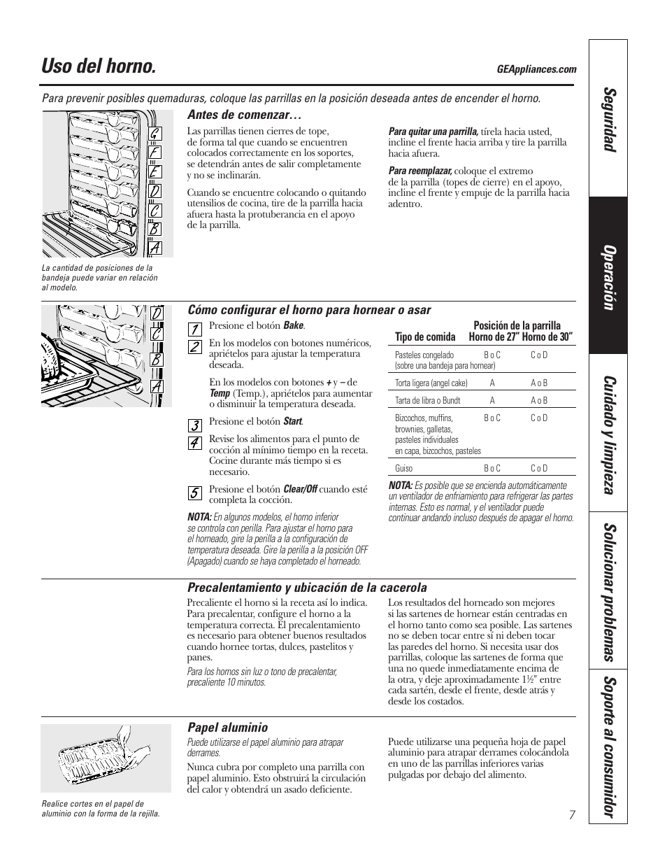 Horno, Horno , 8, Uso del horno | GE JKP7027 User Manual | Page 39 / 64