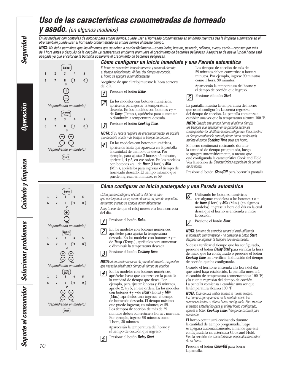 Asado y horneado cronometrado, En algunos modelos) | GE JKP7027 User Manual | Page 42 / 64