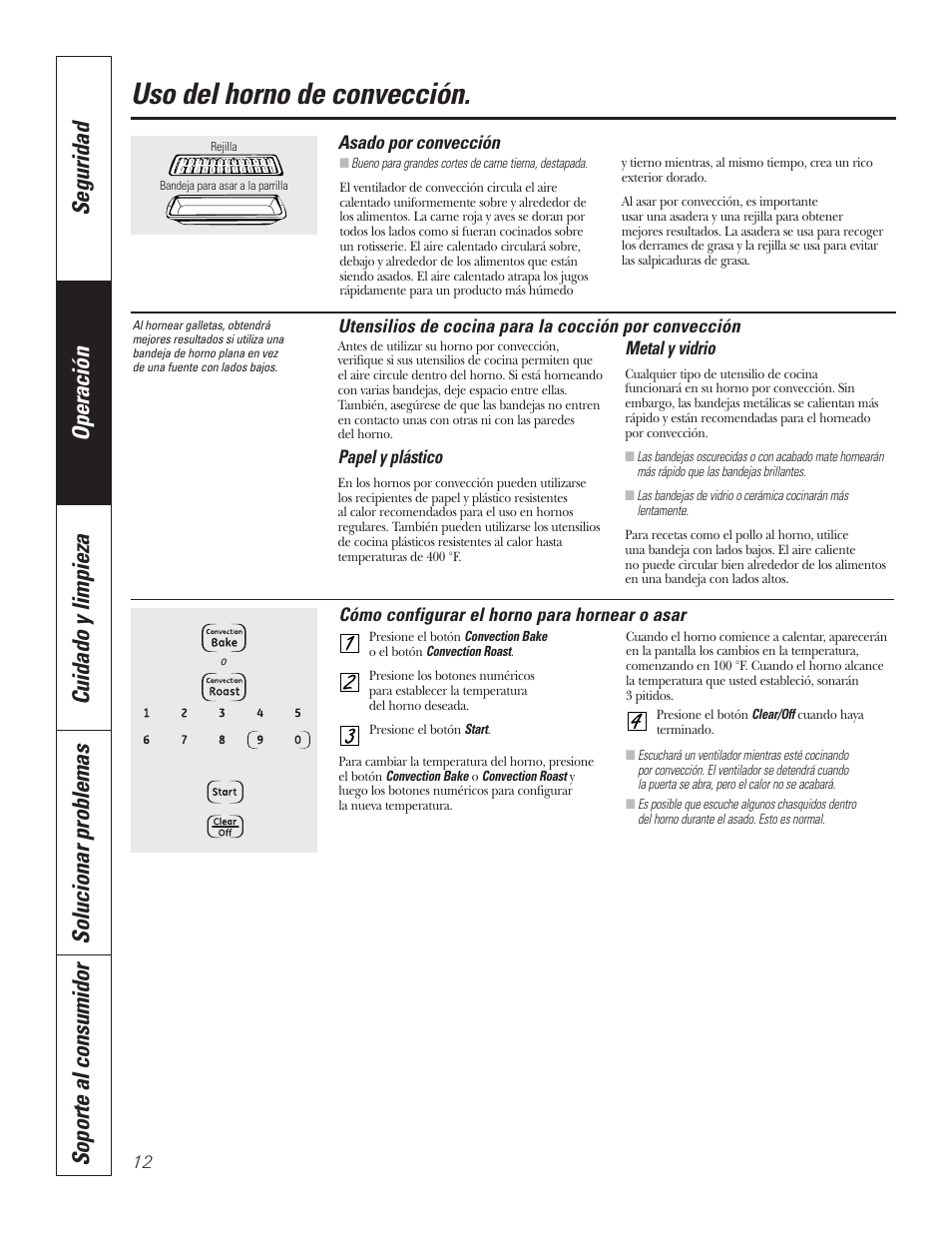 Uso del horno de convección | GE JKP7027 User Manual | Page 44 / 64