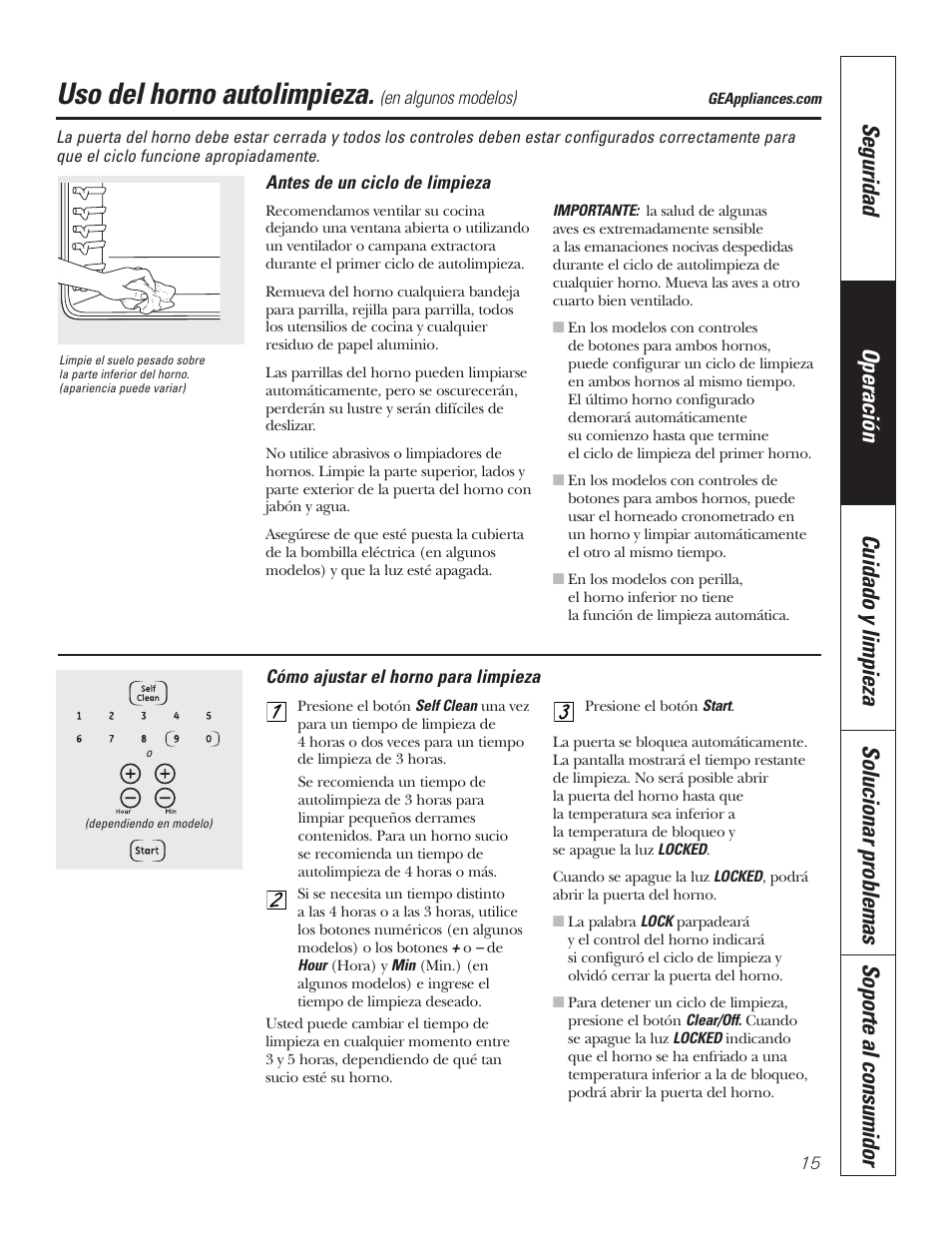 Horno autolimpiante, Horno autolimpiante , 16, Uso del horno autolimpieza | GE JKP7027 User Manual | Page 47 / 64