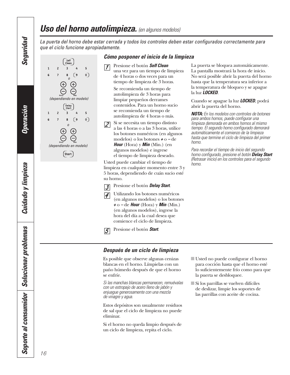 Uso del horno autolimpieza | GE JKP7027 User Manual | Page 48 / 64