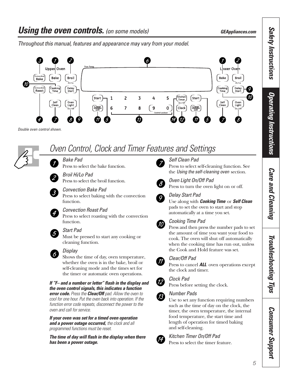 Controls, Controls , 6, Using the oven controls | GE JKP7027 User Manual | Page 5 / 64