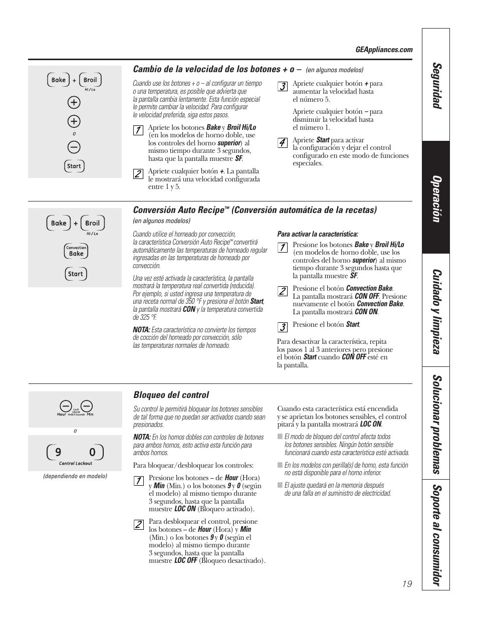 Bloqueo de controles | GE JKP7027 User Manual | Page 51 / 64