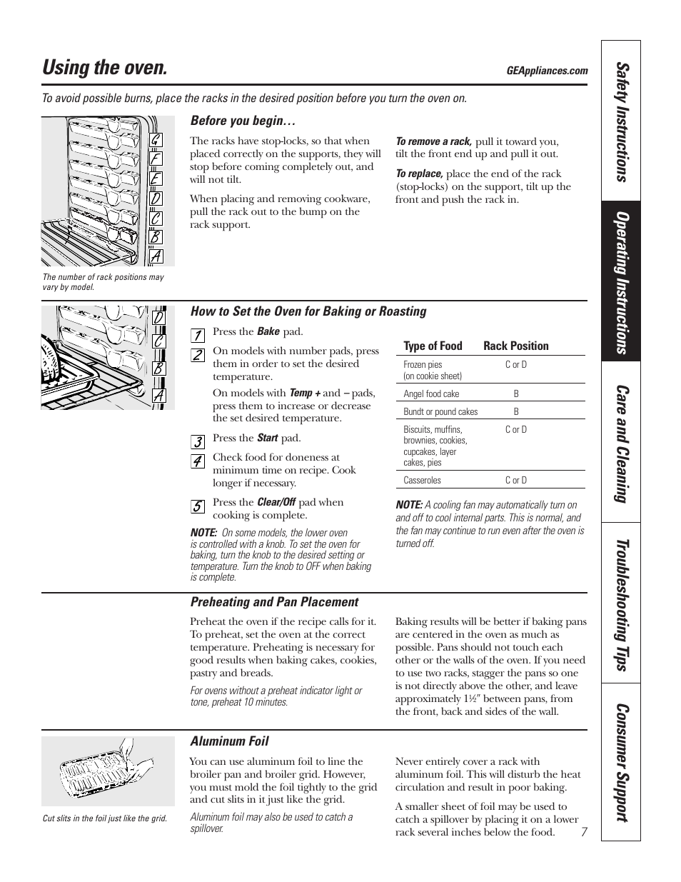Oven, Oven , 8, Using the oven | GE JKP7027 User Manual | Page 7 / 64