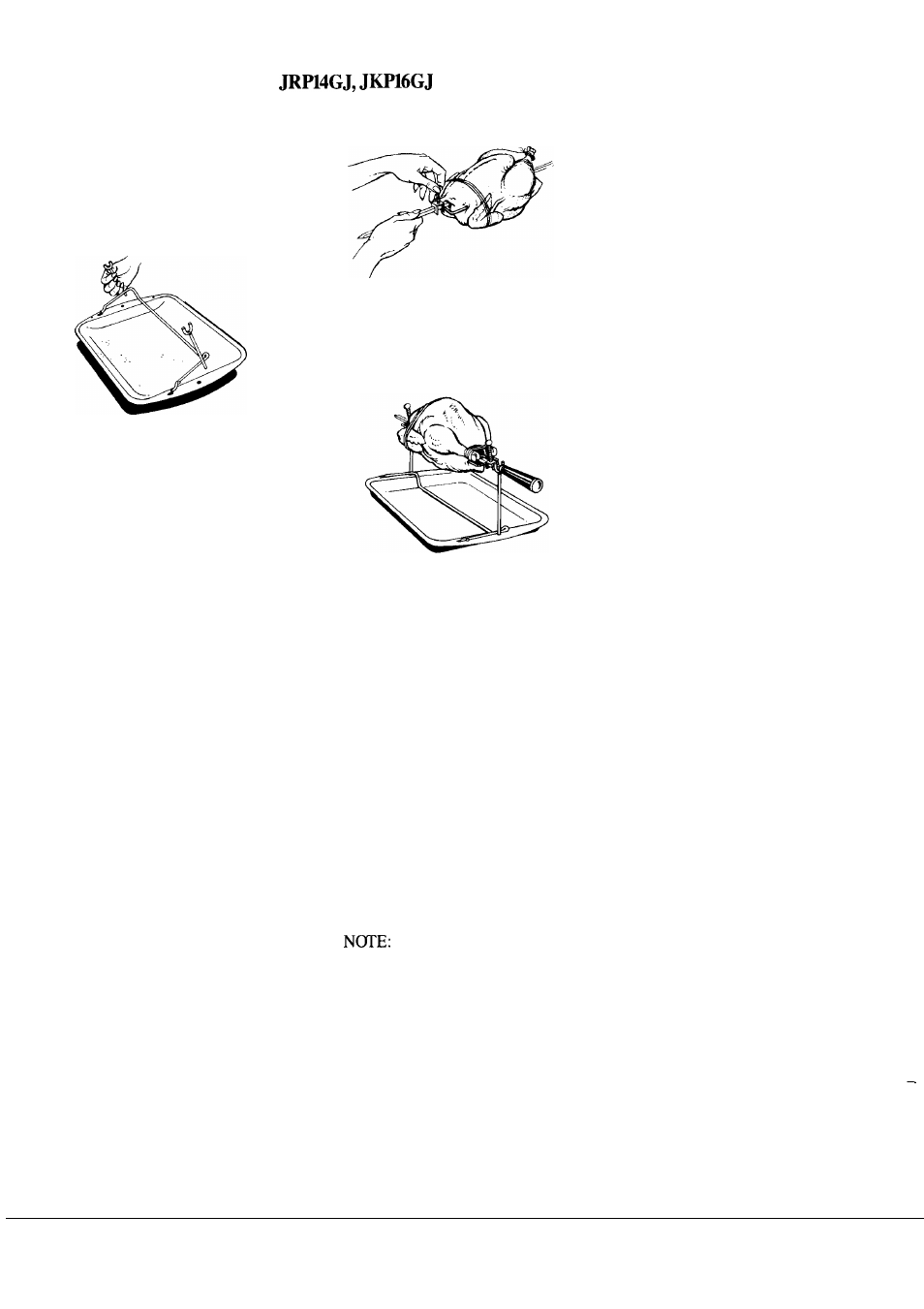 Rotisserie 18, 19, Rotisserie, Rotissing the food | GE JKP27J User Manual | Page 18 / 28