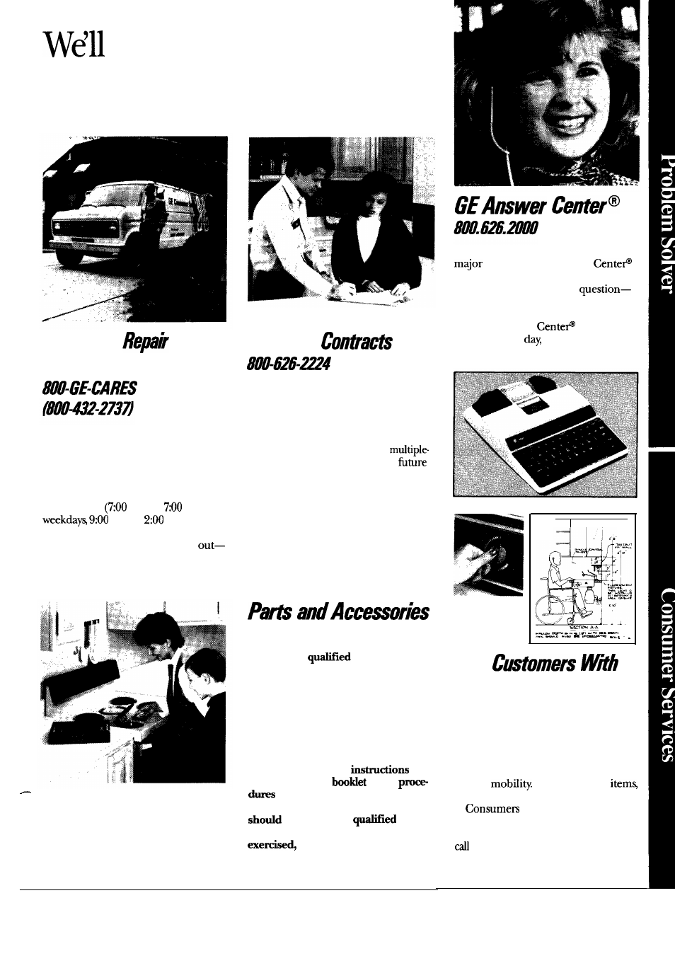 Consumer services 27, Consumer services, Be there | In-home service, Service, For specialneeds | GE JKP27J User Manual | Page 27 / 28