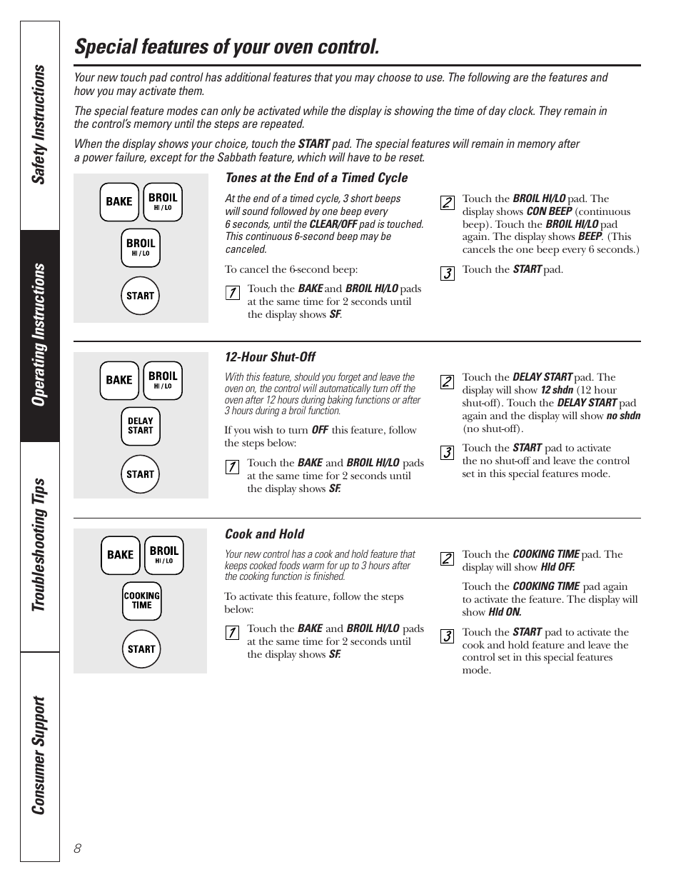 Special features of your oven control, Special features of your oven control , 9 | GE JGRP20 User Manual | Page 8 / 28