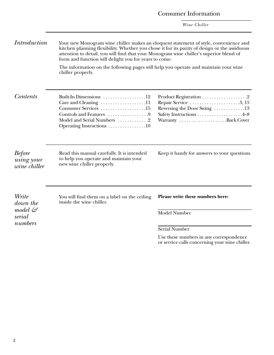 GE ZDWC240 User Manual | Page 2 / 16