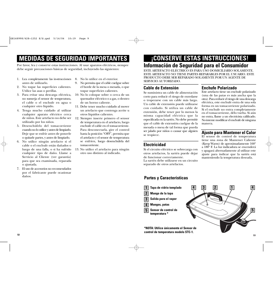 Información de seguridad para el consumidor | GE 168998 User Manual | Page 5 / 6