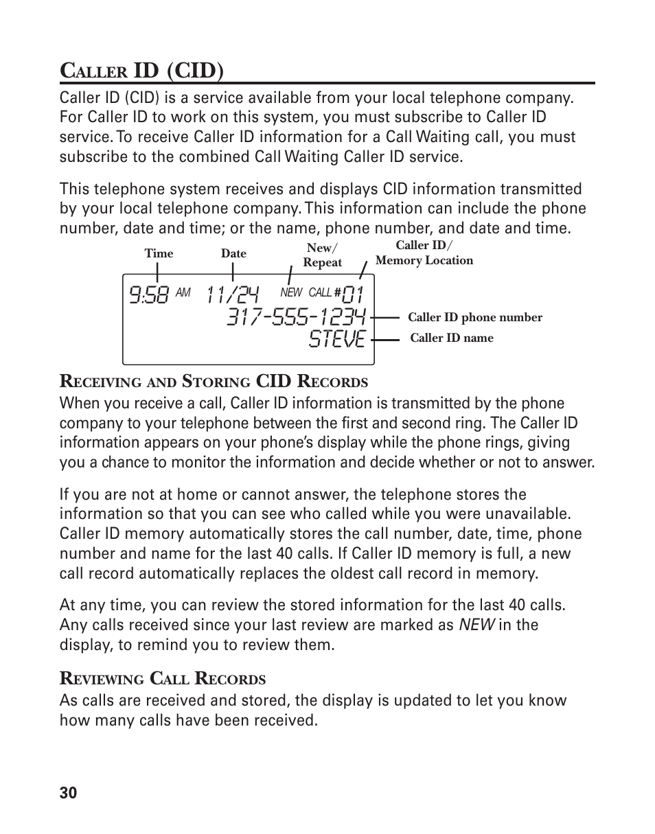 Id (cid), Cid r | GE 25880 User Manual | Page 30 / 50