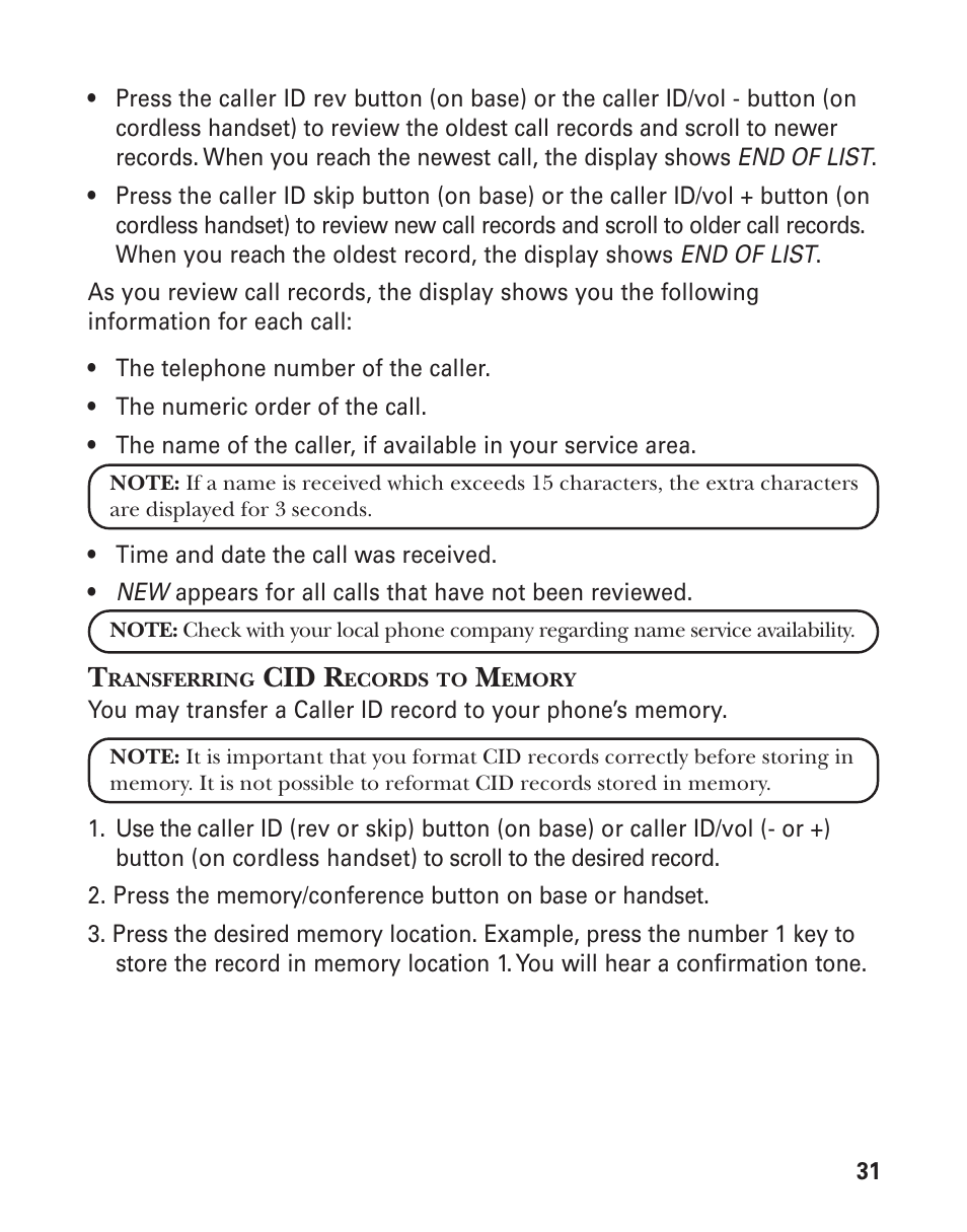 Cid r | GE 25880 User Manual | Page 31 / 50