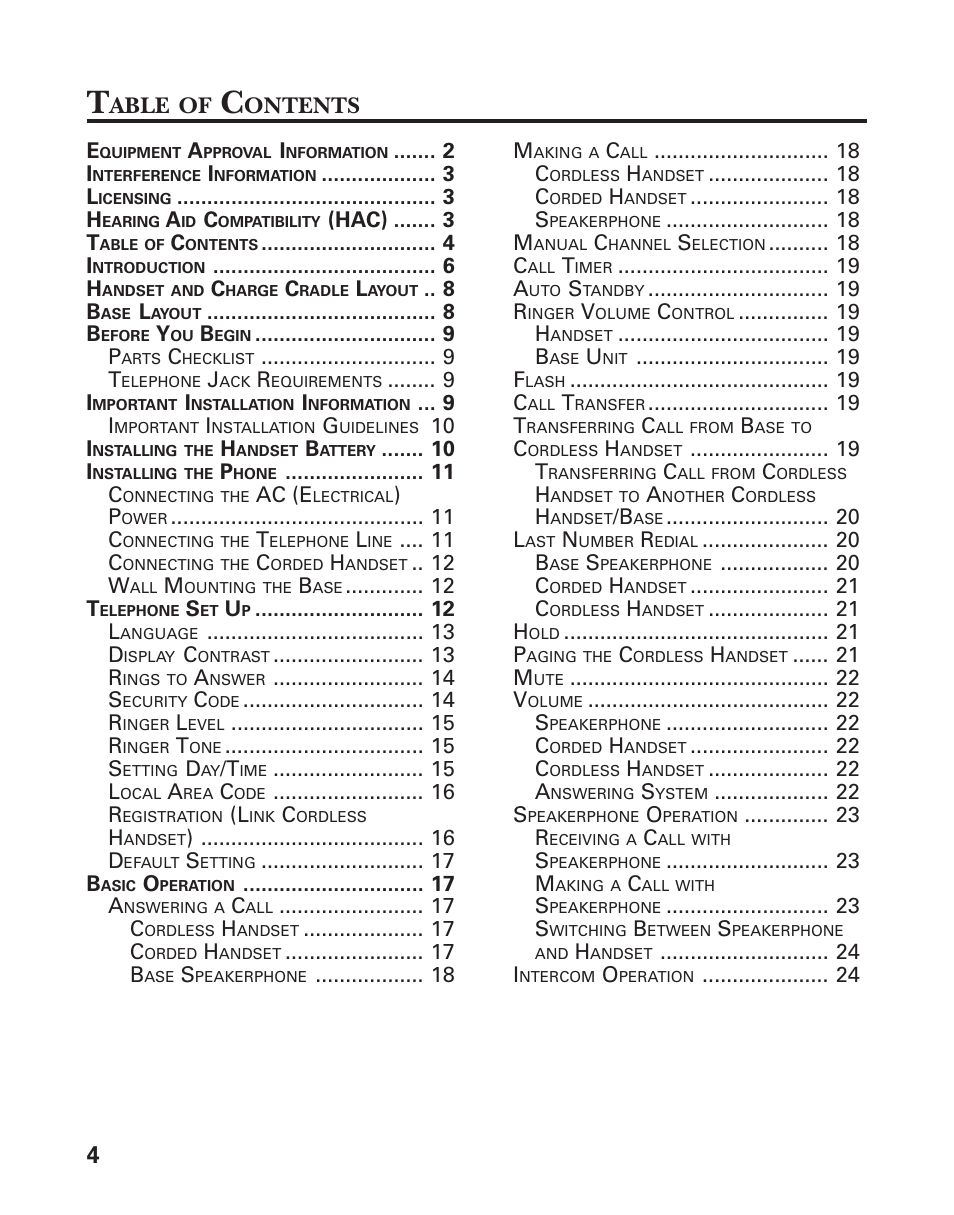 Able, Ontents | GE 25880 User Manual | Page 4 / 50