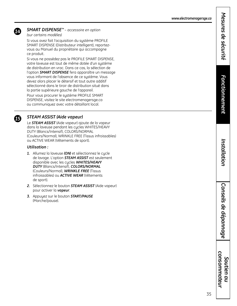 GE Profile Washers WPDH8900 User Manual | Page 35 / 80