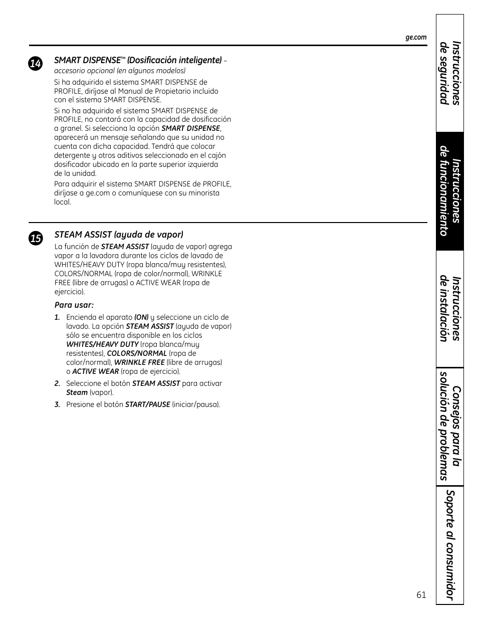 GE Profile Washers WPDH8900 User Manual | Page 61 / 80