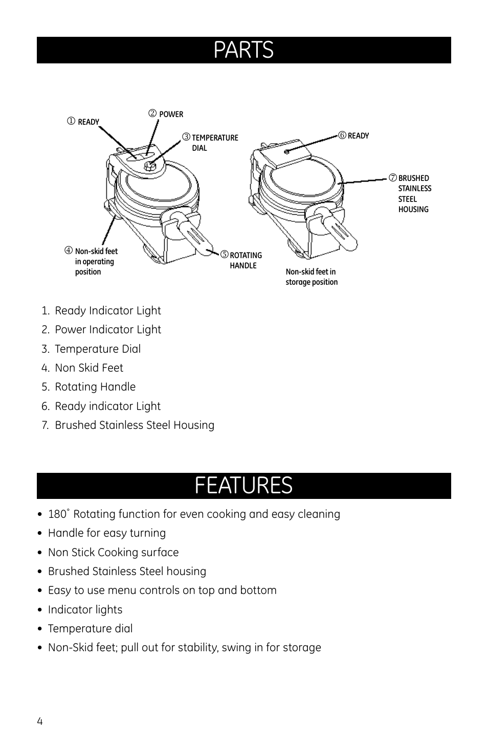 Parts features | GE 681131691185 User Manual | Page 4 / 8