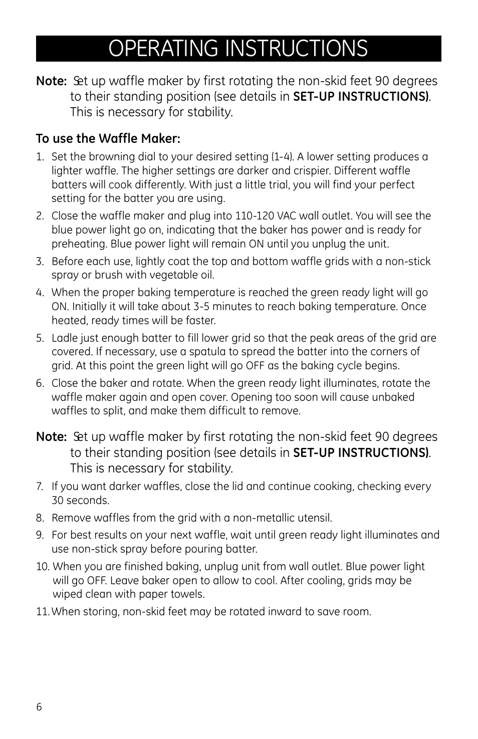 Operating instructions | GE 681131691185 User Manual | Page 6 / 8