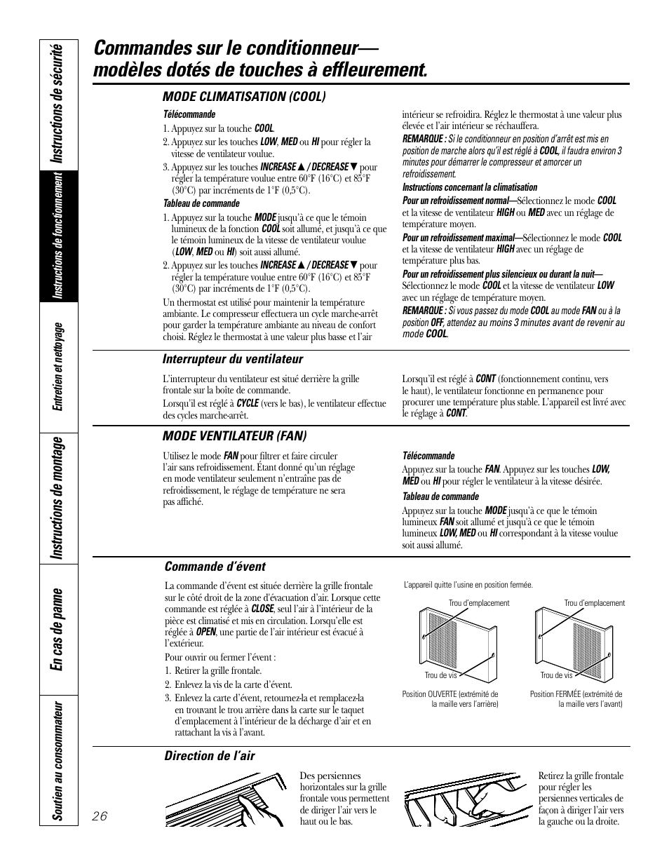 En cas de panne instructions de montage, Instructions de sécurité | GE 10 DCB User Manual | Page 26 / 68