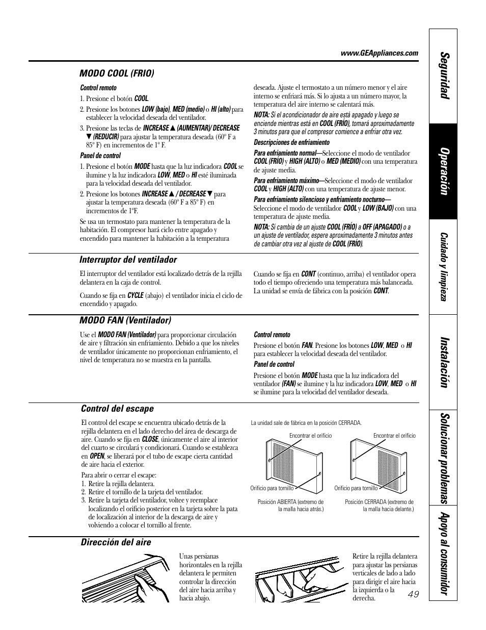 Seguridad operación | GE 10 DCB User Manual | Page 49 / 68