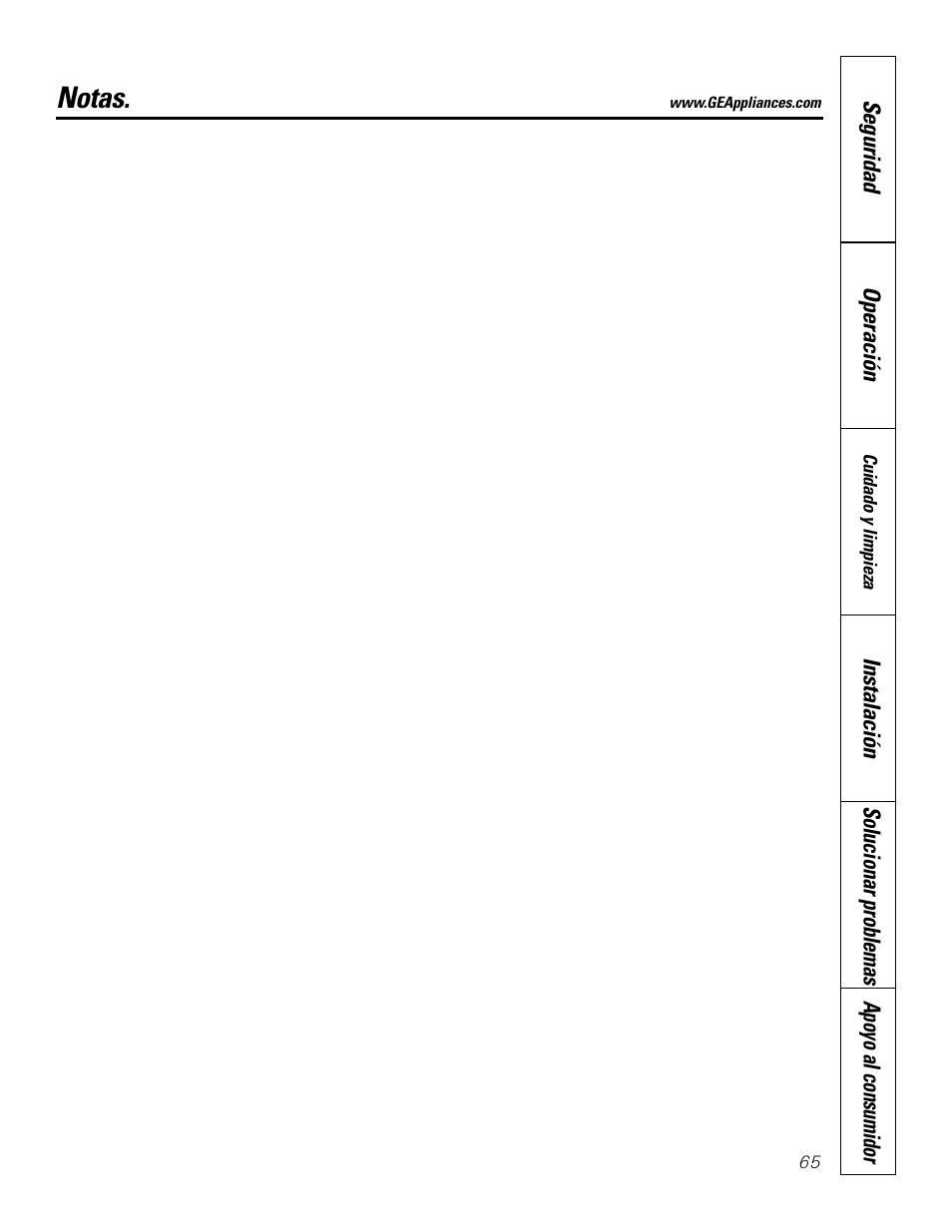 Notas | GE 10 DCB User Manual | Page 65 / 68