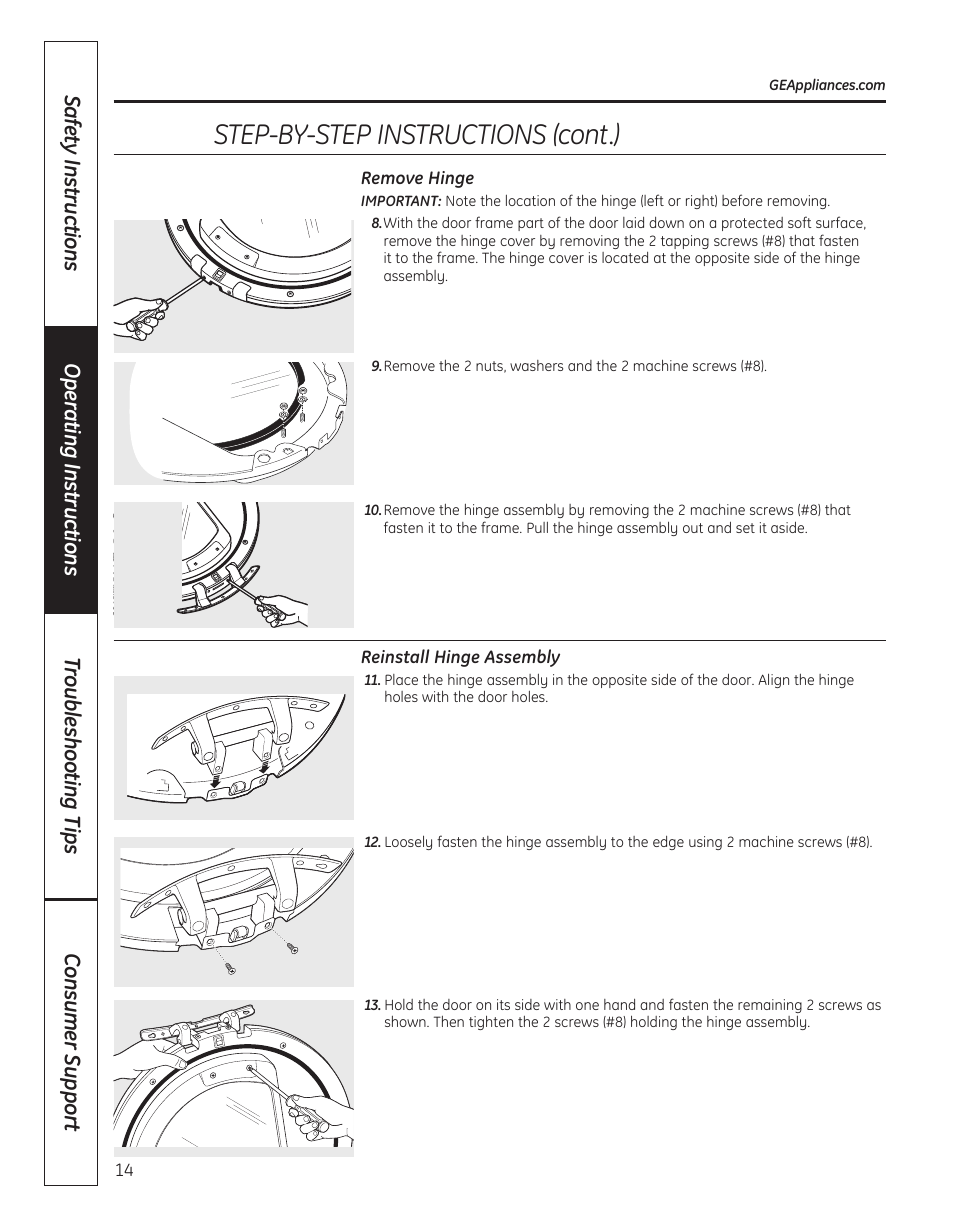 Step-by-step instructions (cont.) | GE 364B7130P001 User Manual | Page 14 / 56