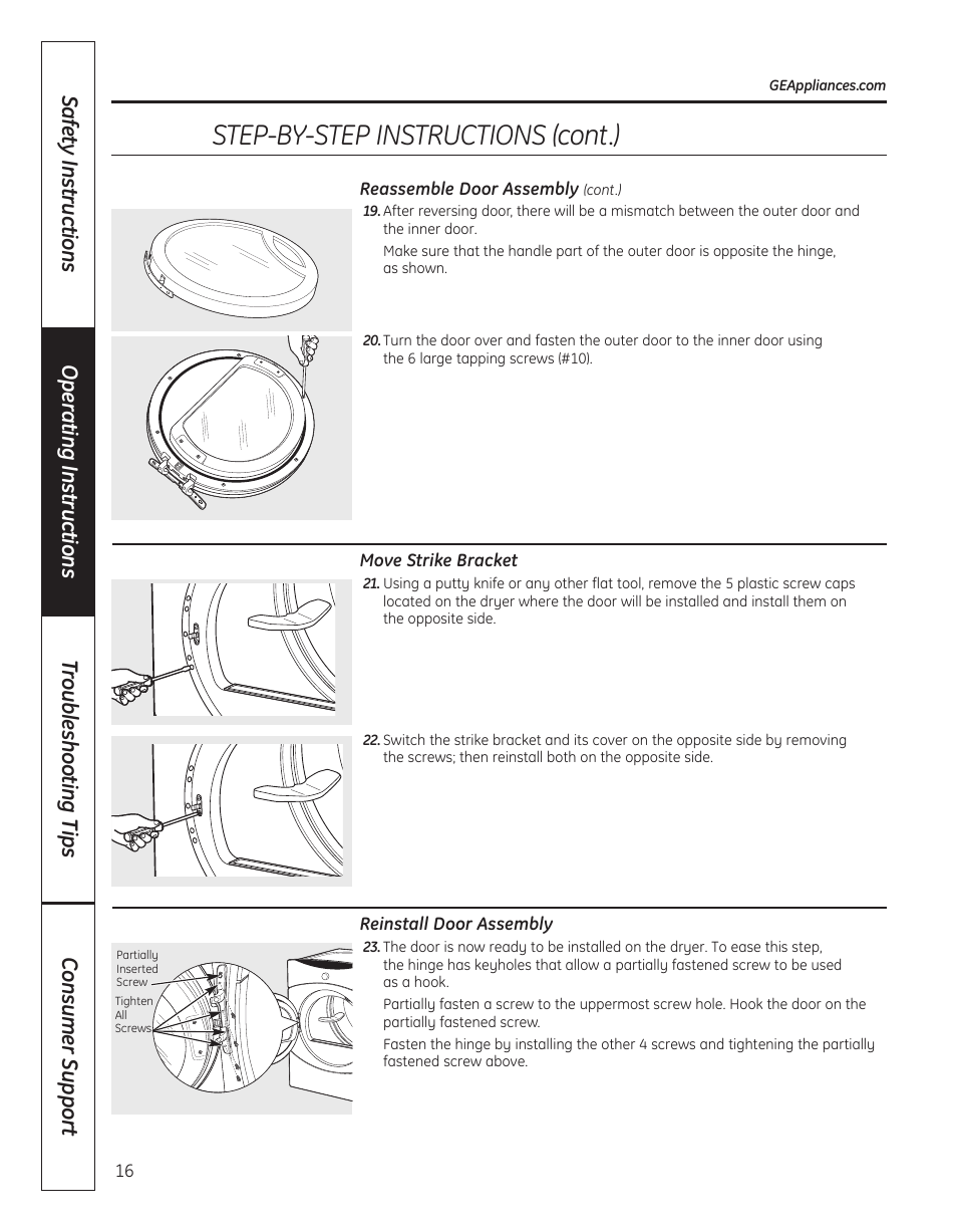 Step-by-step instructions (cont.) | GE 364B7130P001 User Manual | Page 16 / 56