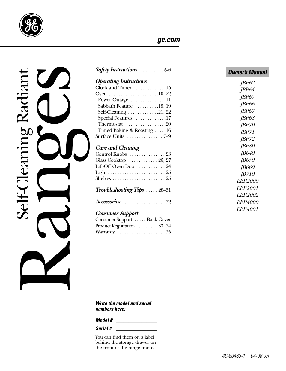 GE EER4001 User Manual | 36 pages