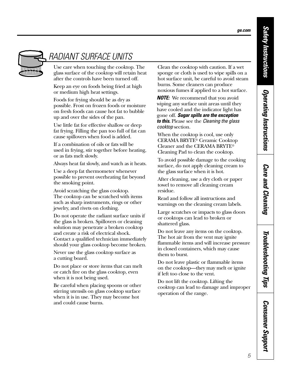 Radiant surface units | GE EER4001 User Manual | Page 5 / 36