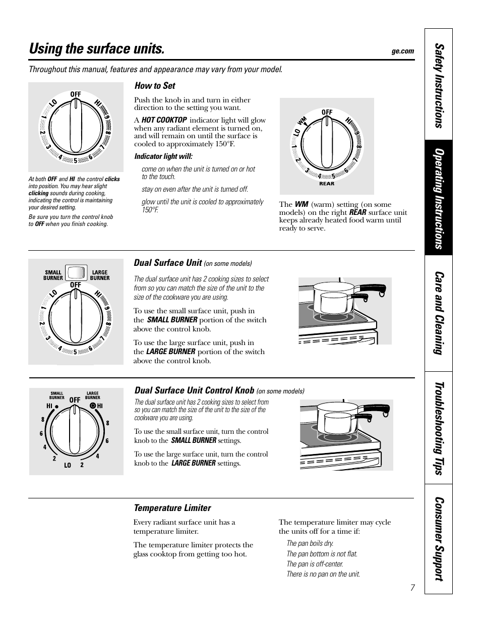 Surface units, Surface units –9, Using the surface units | GE EER4001 User Manual | Page 7 / 36