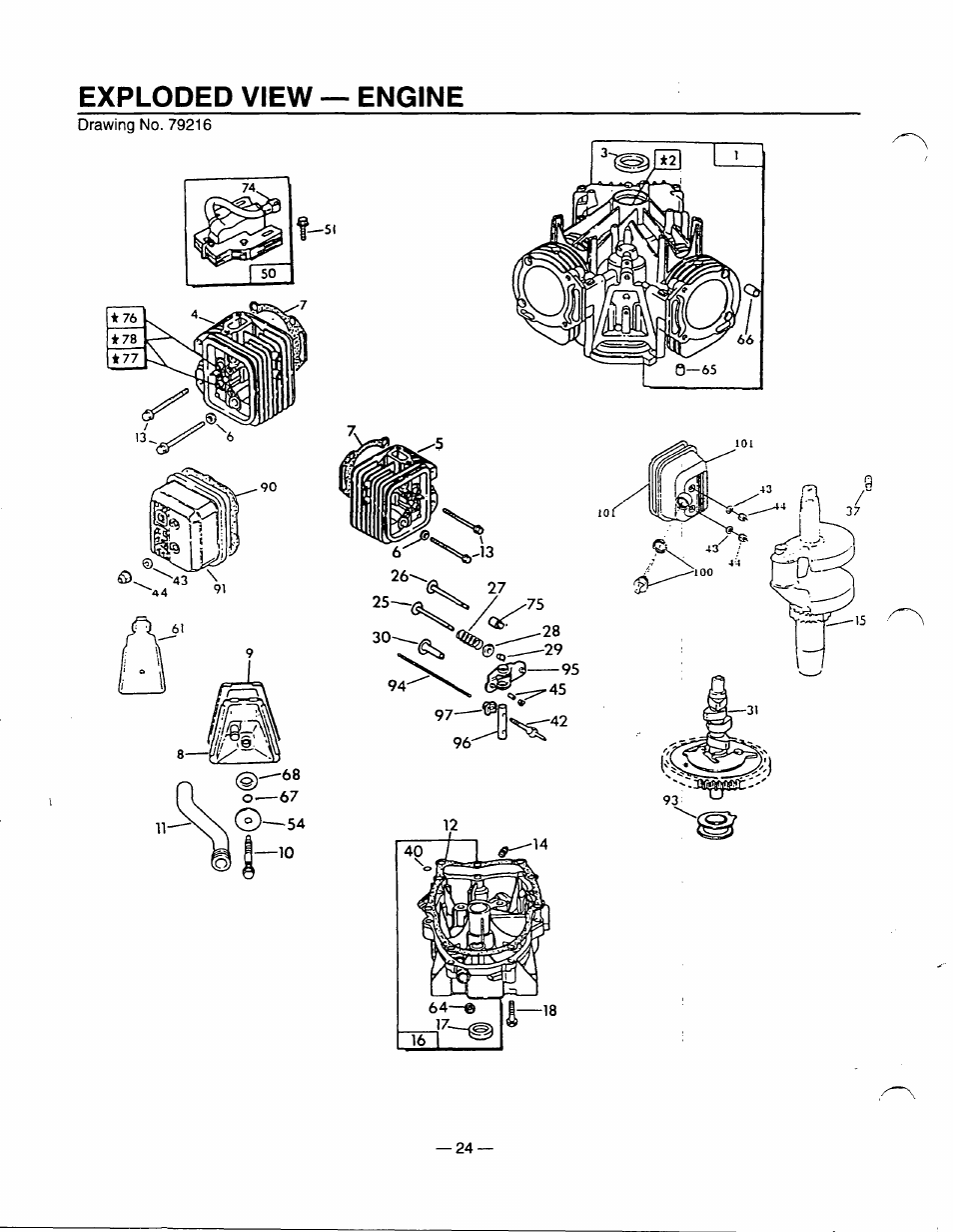 Exploded view — engine | GE A4021 User Manual | Page 26 / 32