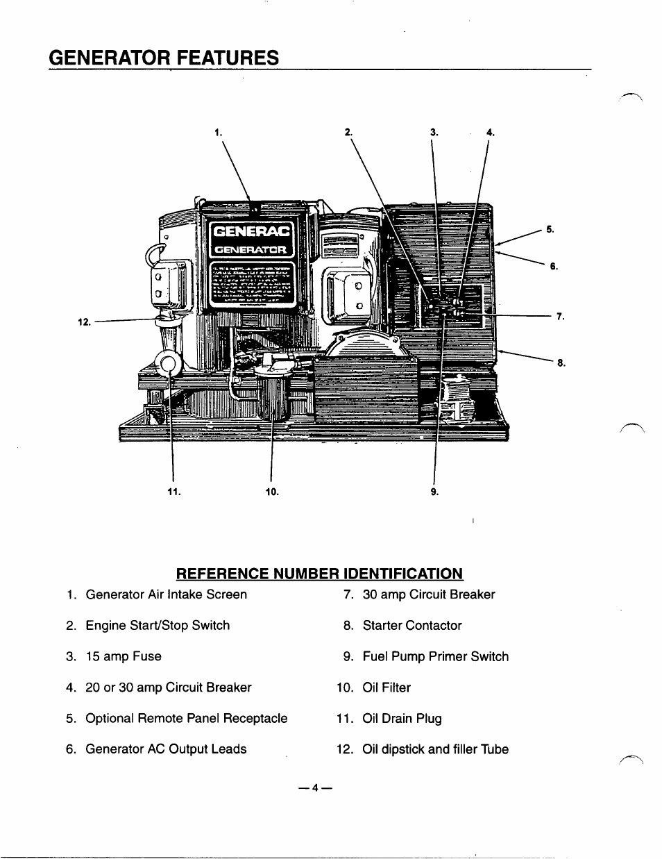 Generator features, Reference number identification | GE A4021 User Manual | Page 6 / 32