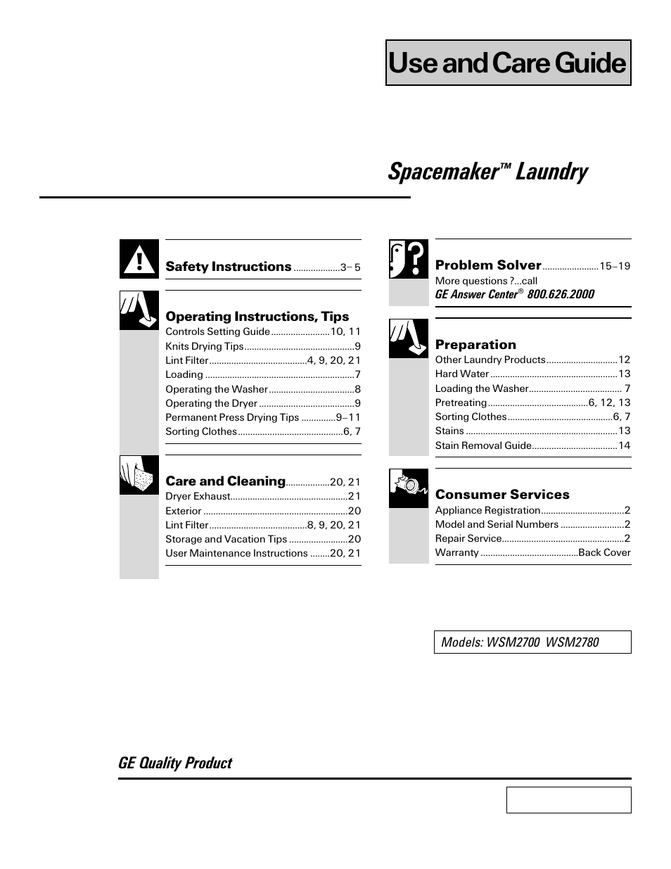 GE WSM2780 User Manual | 24 pages